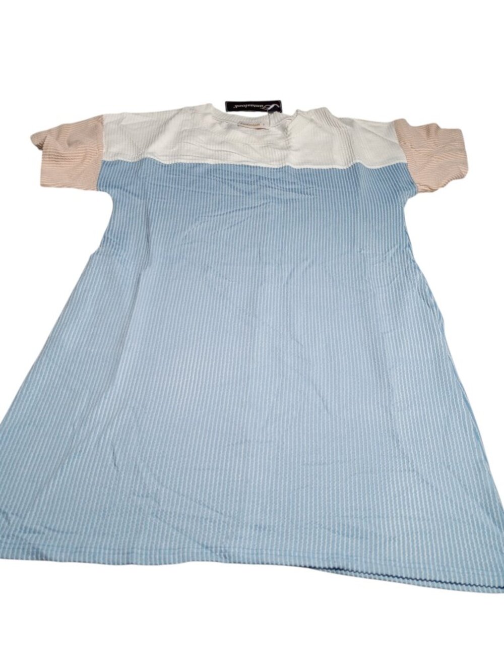 Fantaslook Women's Summer Ribbed Color-Block T-Shirt Dress Size Medium